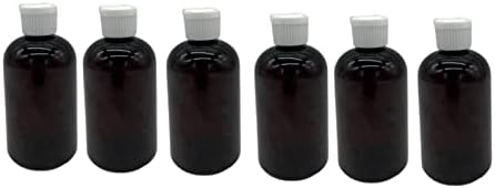 חוות טבעיות 4 עץ אמבר בוסטון BPA בקבוקים חופשיים - 6 מכולות ריקות למילוי ריק - שמנים אתרים - ארומתרפיה | כובע זרבוביות לבן - מיוצר בארצות הברית